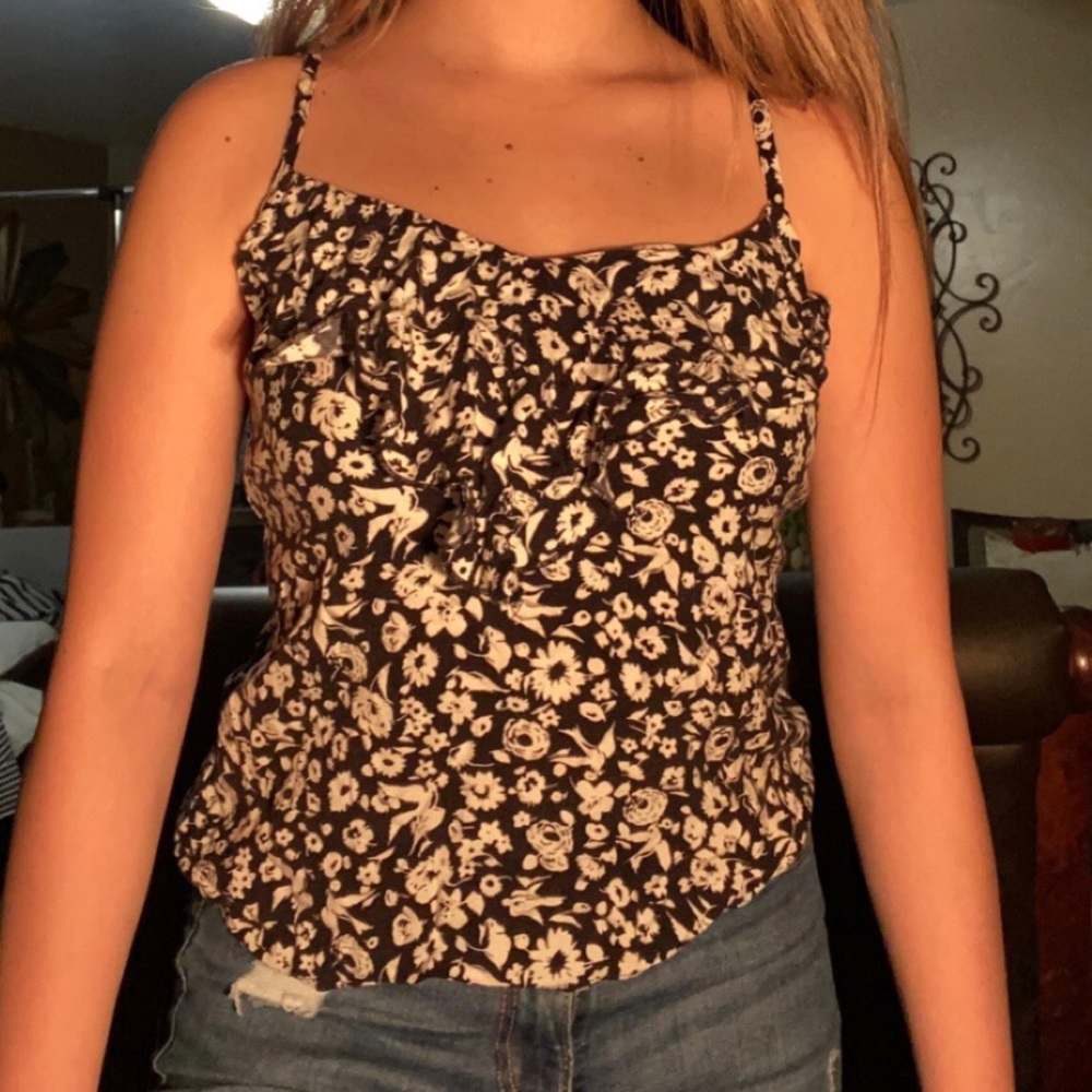 Floral Tank Top Black & White